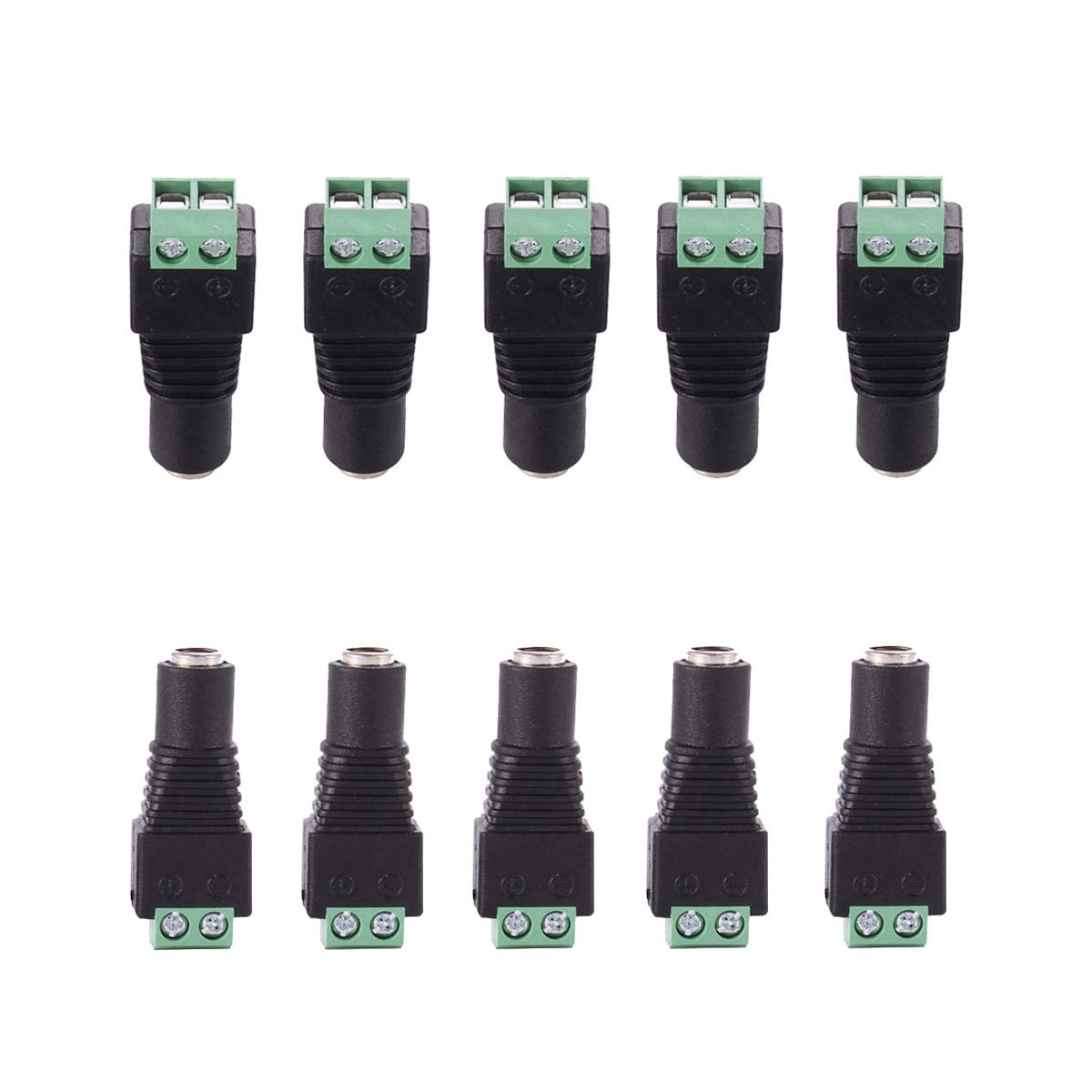 10pcs DC 12V Power Connector 5.5mm x 2.1mm Female Head Terminal Block Solderless Jack Socket 5.5x2.1mm for Surveillance Camera Led Strip