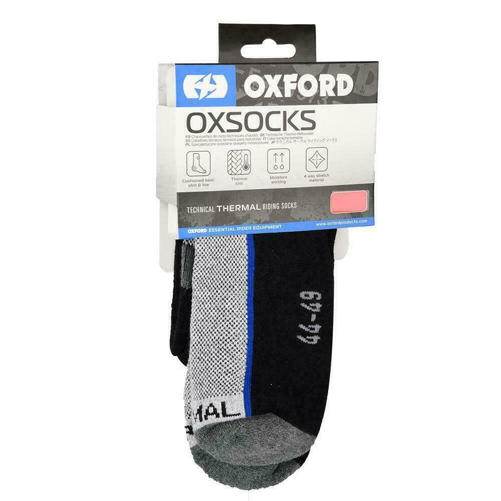 Oxford Security Unisex Grey Black Oxford Thermal Oxsocks Regular Motorcycle Bike Scooter Riding Breathable Ca840 (L)