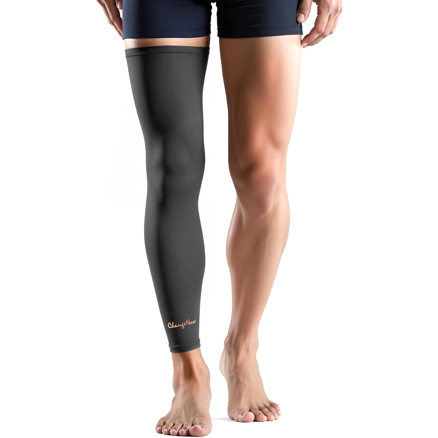 Copper-Infused Leg Compression Sleeve Ultra Breathable Full Leg Compression Sleeve for Pain Relief,Arthritis, Muscle Recovery, Swelling, Inflammation, Leg Sleeve for Thigh, Calf, Knee, Men & Women (Black, Large)