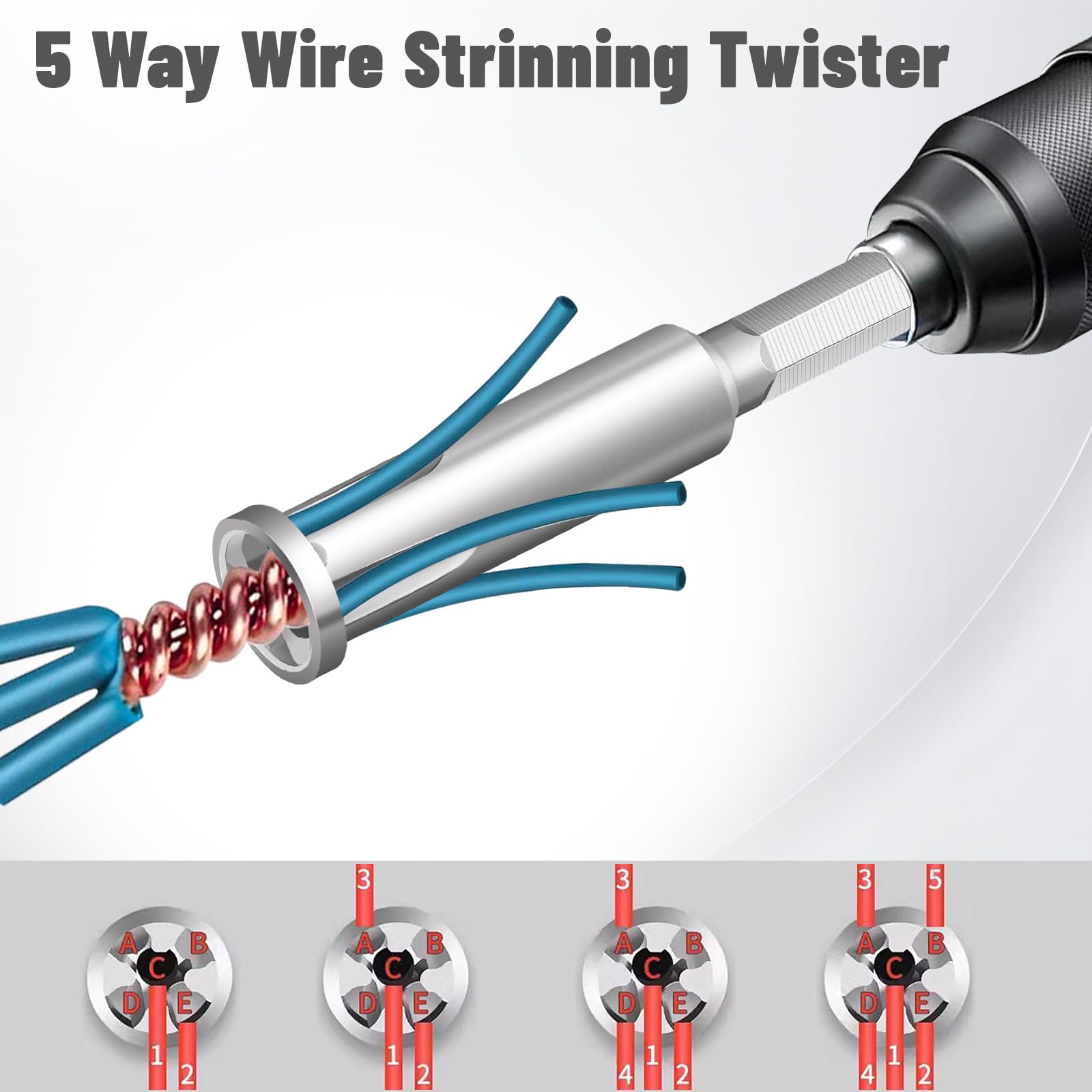 4 Pcs Wire Twister Tool for Drill, Wire Stripper and Nut Driver Set — Amazon image 3