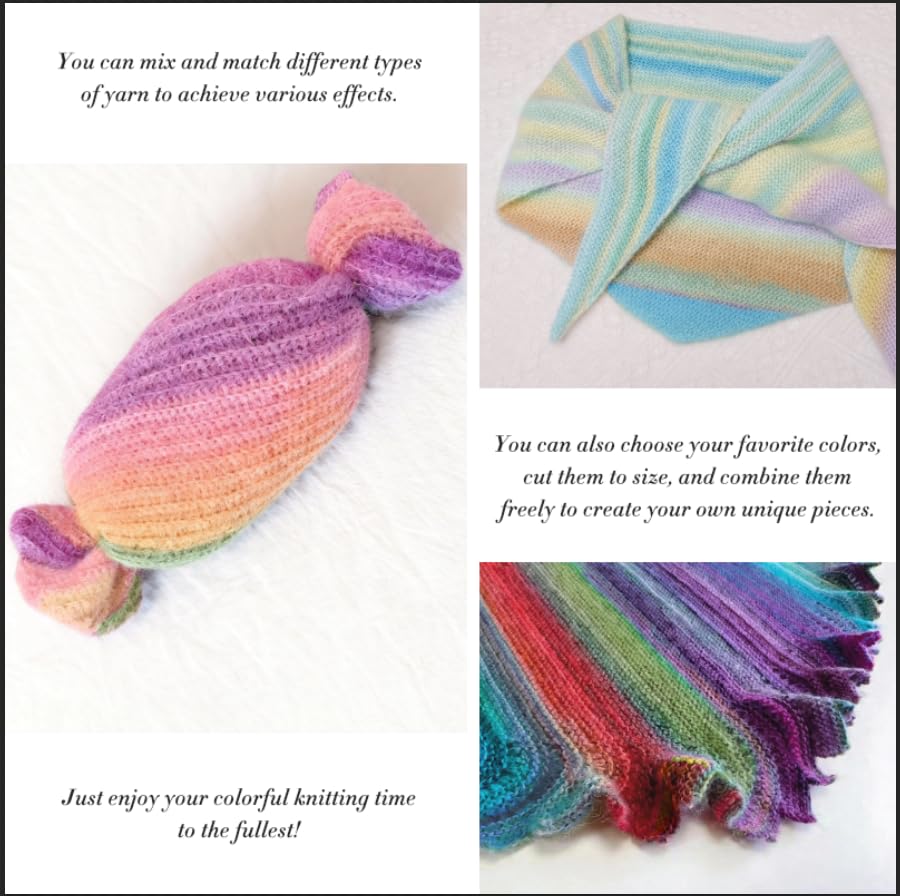 Image of NICEEC 3 Skeins 100% Rainbow Wool Yarn Soft Gradient, Self-Striping, Colorful Single Ply Yarn for Crochet & Knitting (Total 196ydsx3 /1.76ozx3) - 31#