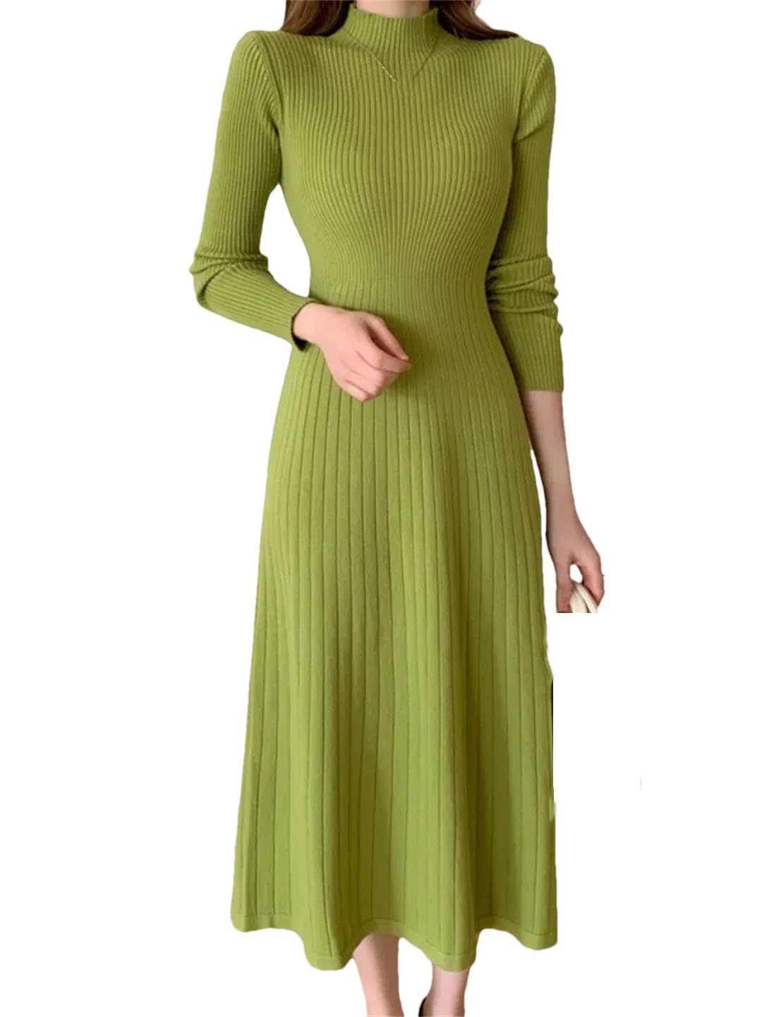 Robe pull midi à manches longues et col roulé pour femme