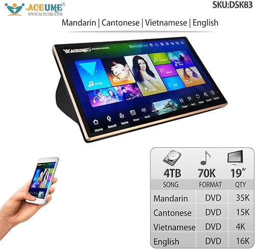 Miniatura 2 de 4TB HDD 70K Mandarín cantonés Inglés Vietnamita Canciones 19" Todo en UNO Pantalla táctil Reproductor de karaoke Seleccionar y buscar canciones