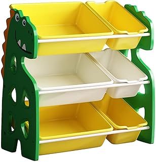 ③-Livello Bambini'Organizzatore Archiviazione Giocattolo,Bambini Scaffali Giocattolo Con 6 Bidoni Di Plastica Rimovibili,Bambini Plastica Multi-livello Archivio Archivi-A 64x30x66cm(25x12x26inch)