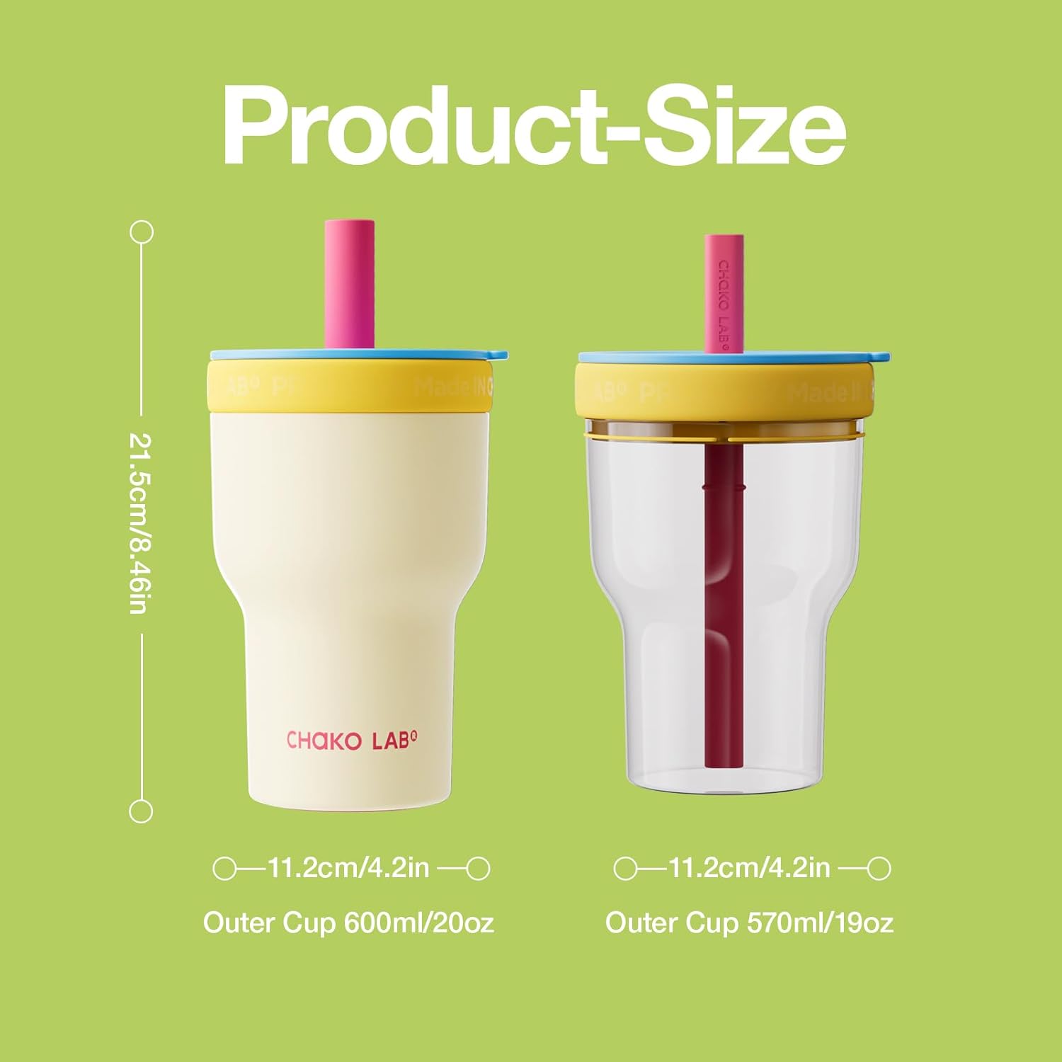 CHAKO LAB Insulated Stainless Steel Water Bottle | Dual-layer tumbler with Glass Linner and Stainsteel Linner | BPA-Free Leak Proof Thermos | 20oz Bottle with Two Straw | White & Blue - Image 6