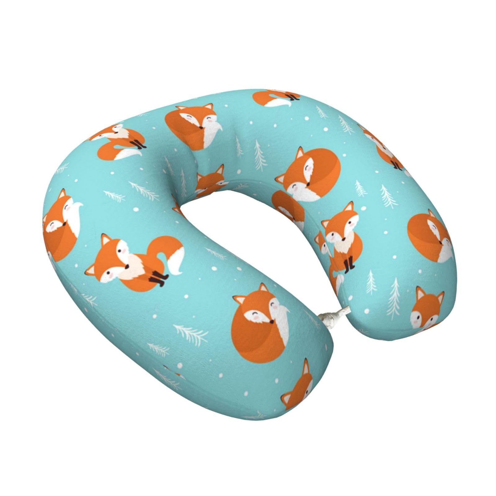 LKYMOH Fox Seamless Pattern, Travel Neck Pillow U-Shaped Memory Neck Support Soft Comfortable With Washable Cover For Airplane Car Traveling and Office