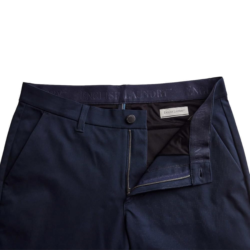 English Laundry Men Flat Front Chino Pants (Navy Blue, 38x29