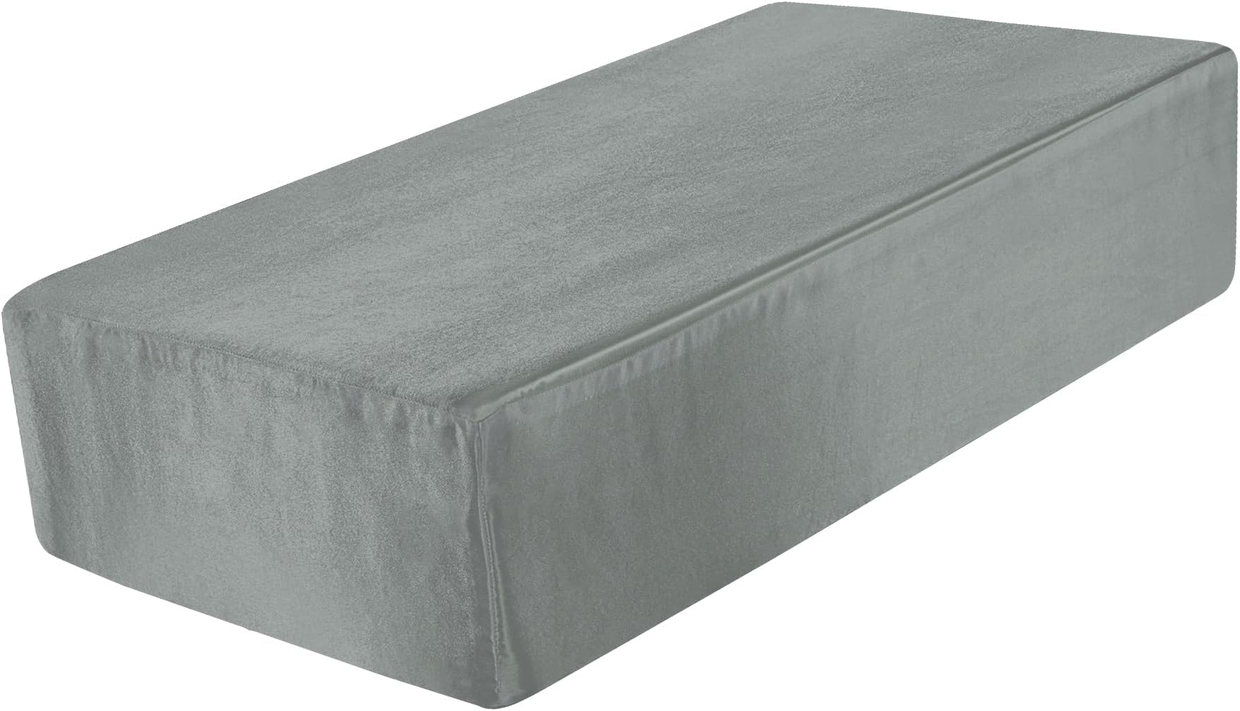 BALAPET Silk Satin Pillowcase for Cube Shape Pillow (ONLY Pillowcase), 24x12x5.5 Inch Luxurious Smooth Pillow Cover with Hidden Zip, Soft & Breathable Pillow Protector for Side Sleeper, Grey