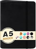 Vista 11 de Carpeta A6 recargable de piel sintética con 6 anillas, cubierta para cuaderno pequeño para papel de relleno A6, cubierta de planificador personal