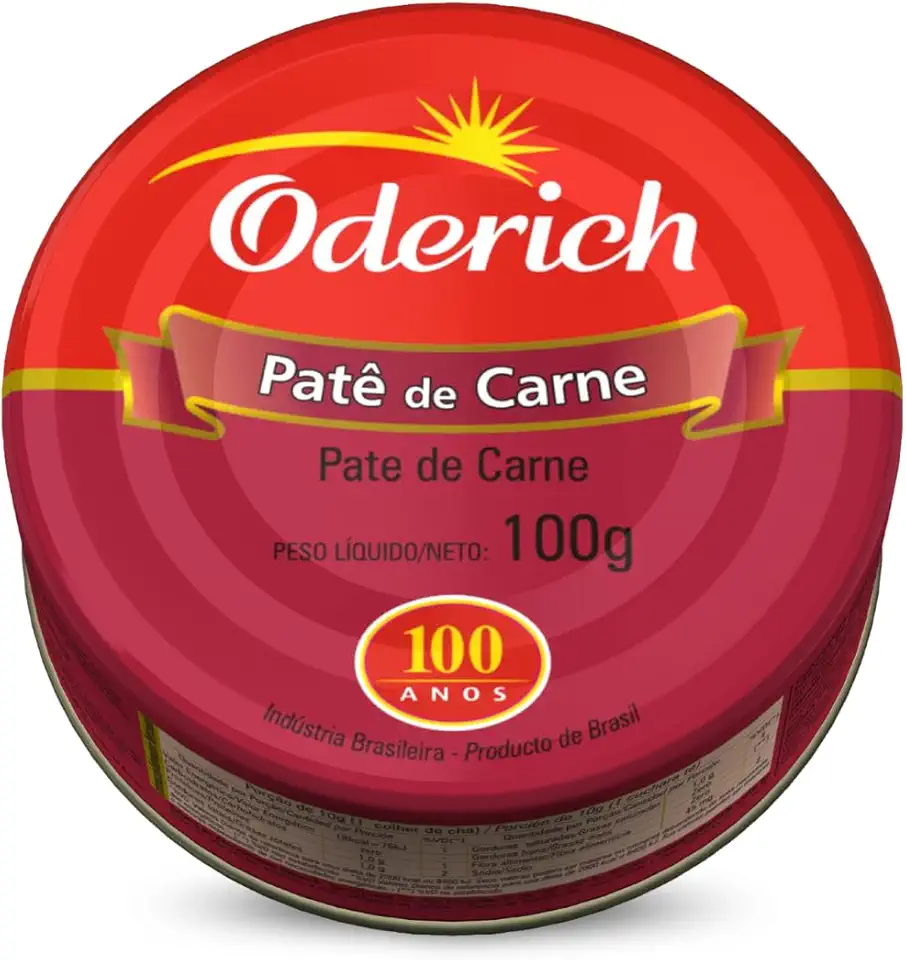 Patê De Carne Oderich 100G, Patê Cremoso De Carne Bovina, Vermelho, Selecionado E Saboroso, Pronto Para Uso Em Torradas E Pães, Fonte De Proteínas E Sabor Delicioso, Tradição Em Qualidade Desde 1908