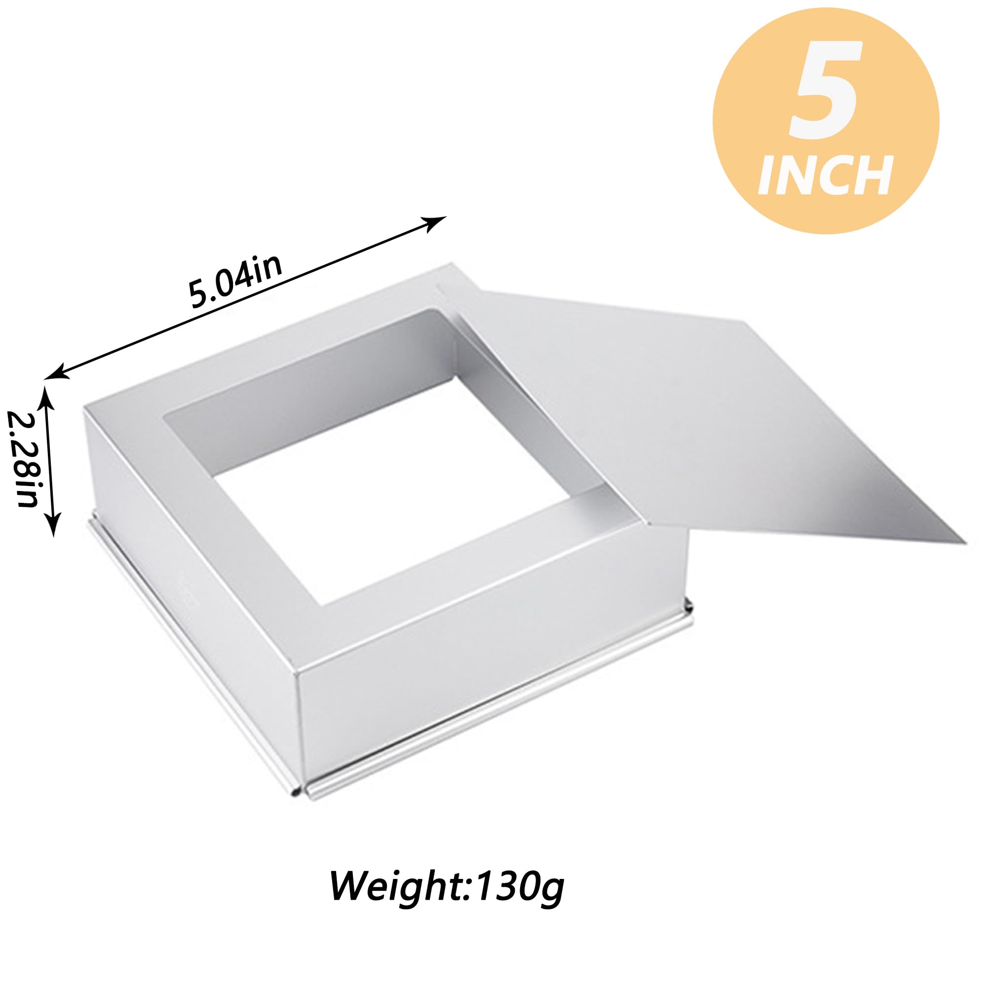 IULAVP Anodized Aluminum Square Cake Pan : Cheesecake Pan Baking Cake Pans with Removable Bottom, Bread Loaf Pans, Square Chiffon Mold Mousse Tin DIY Bakeware, Dishwasher Safe (Silver, 5inch)