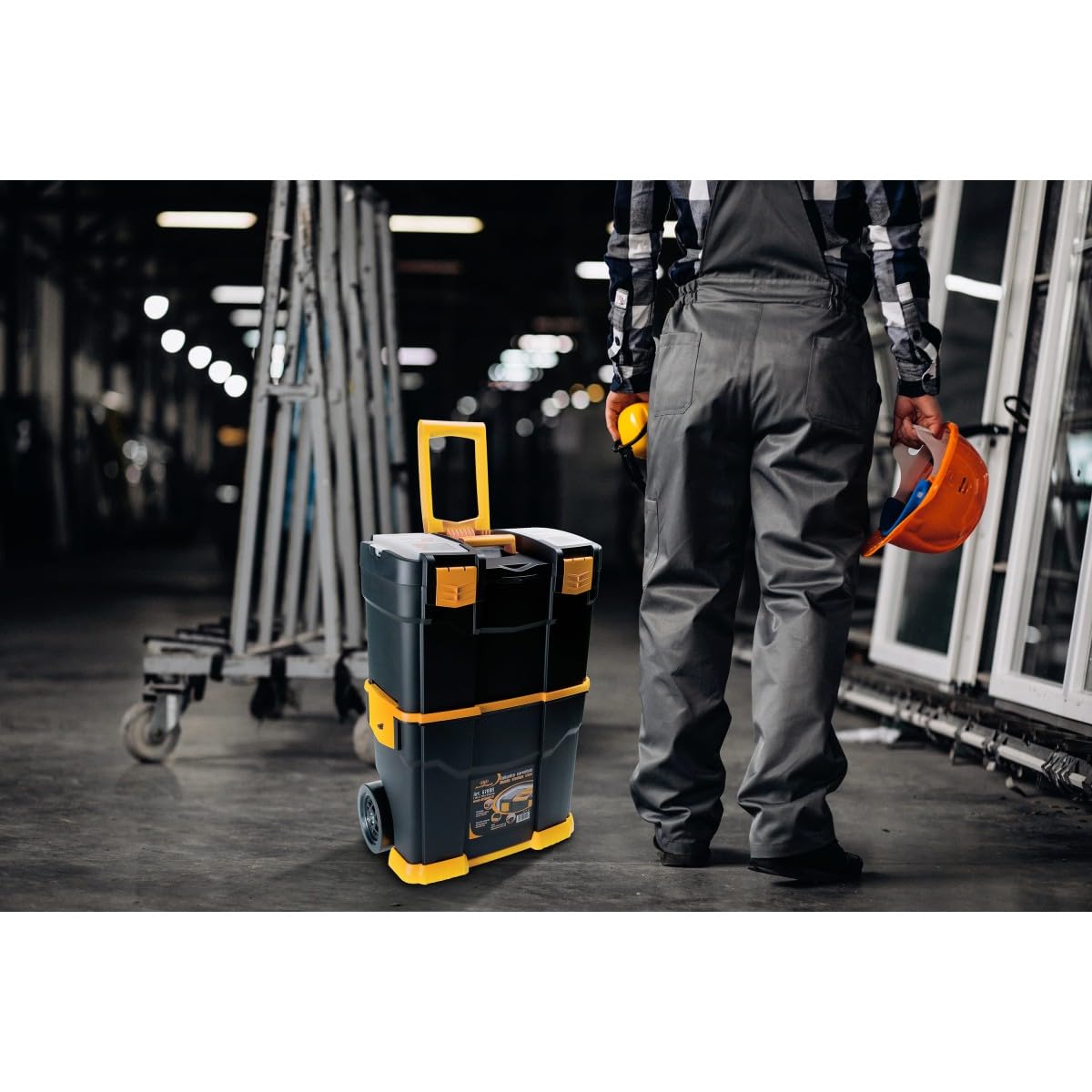 INTEC - Serva per attrezzi mobile - 2 scomparti modulabili Cassetta degli attrezzi 2 ruote carico 70 kg Trolley