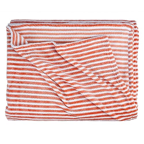 Image of Amazon Brand - Umi Premium Plush AC Blanket - Lightweight Luxurious Soft Towel Flannel Blanket, Super Soft Cozy and Comfy for Couch - (Single - 139 x 228 CM, Orange & White)| TC - 200