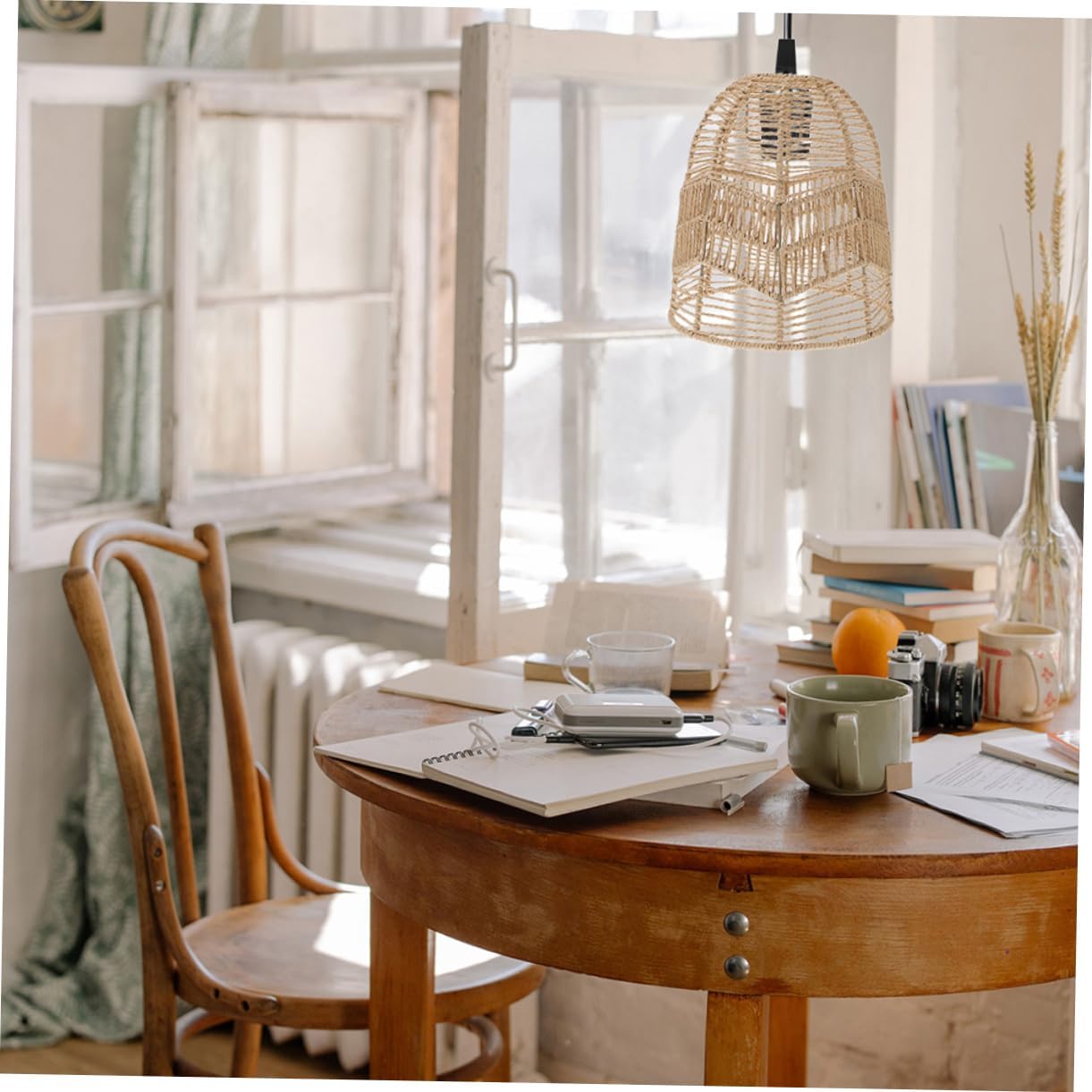 Gadpiparty Outdoor Rattan Lamp Shade 2pcs Replacement for Ceiling Light Cream Ceiling Light Cover