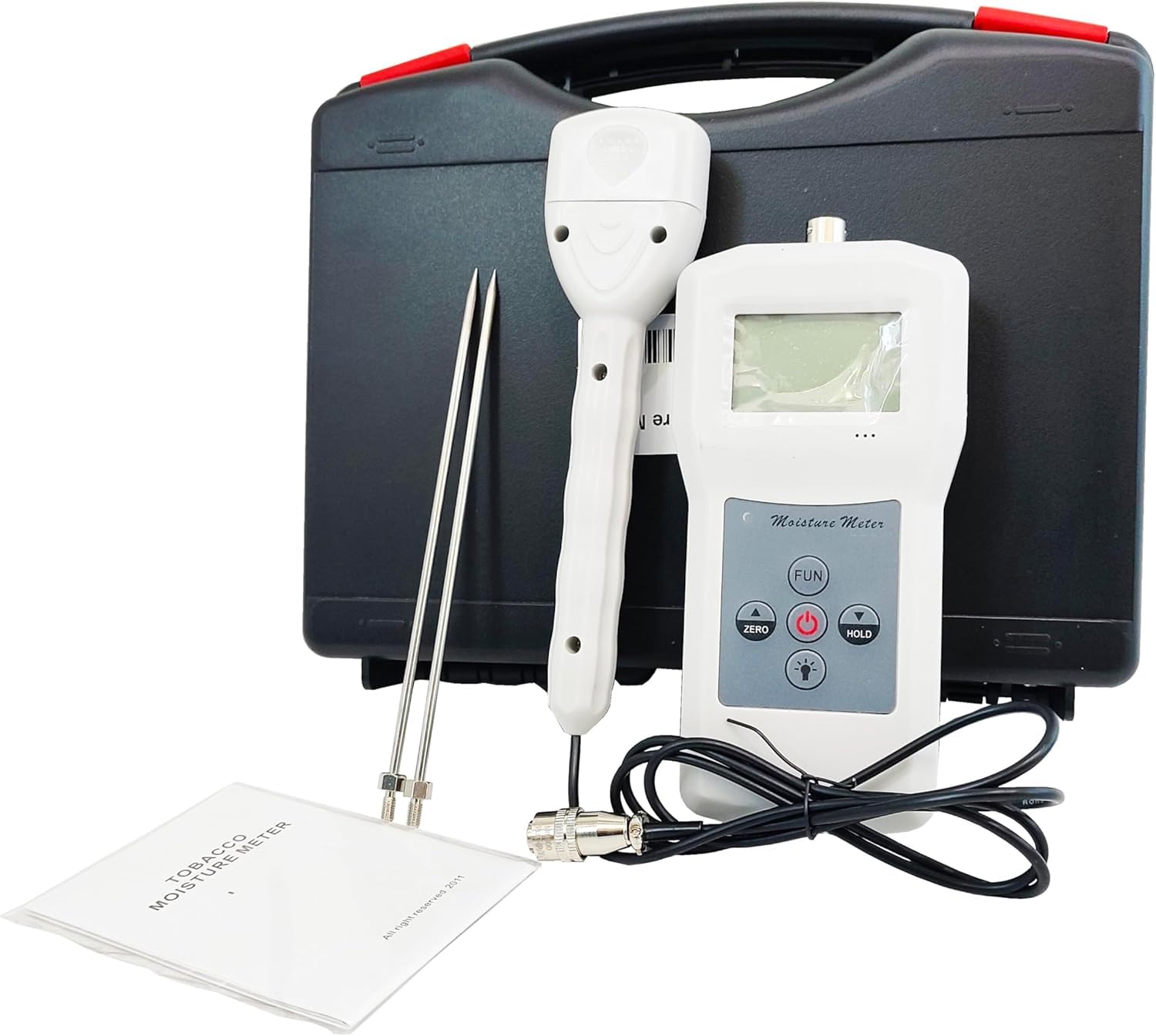 YFYIQI Handheld Tobacco Moisture Meter Tobacco Moisture Content Measurement with Measuring Range 8% to 40% Resolution 0.1 Accuracy ± 0.5% n Digital LCD Display Separated Probe