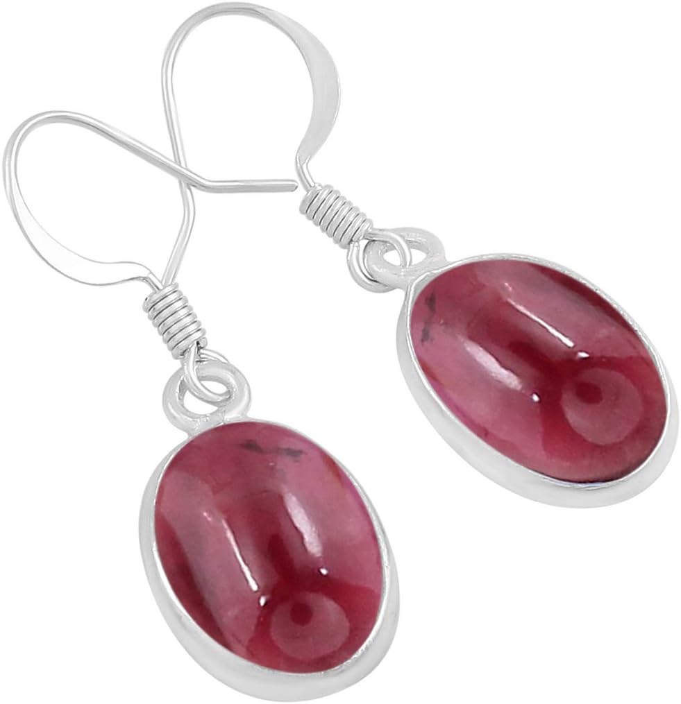Natural & Synthetic Gemstone Oval Shape Dangle Earrings for Women – 925 Silver Plated Handmade Earrings – Lightweight & Comfortable Birthstone Jewelry – Gift for Wedding Anniversary Valentine's Day