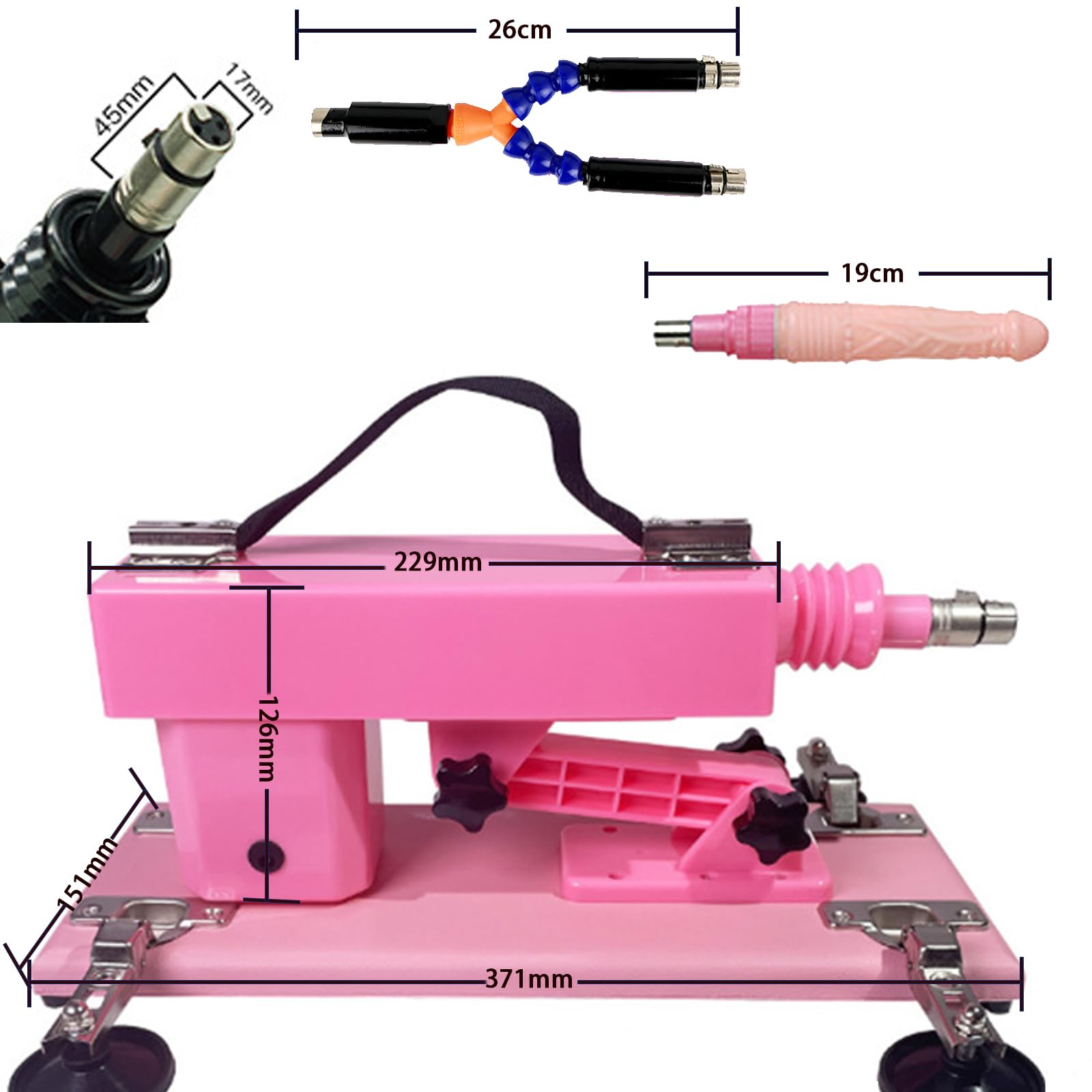 AMAZBEE Sex Machine Juguetes Sexuales - Máquinas y Dispositivos para Parejas Consolador Vaginal y Anal de Empuje Automático Máquina Sexual Portátil Con 3 Accesorios (Pink)