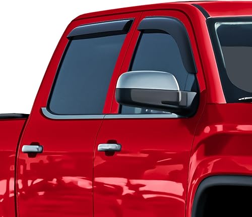 Miniatura 2 de Voron Glass Protectores de lluvia extra duraderos con cinta adhesiva para camiones GMC Sierra 2014-2018 Crew Cab, deflectores de ventana, viseras de