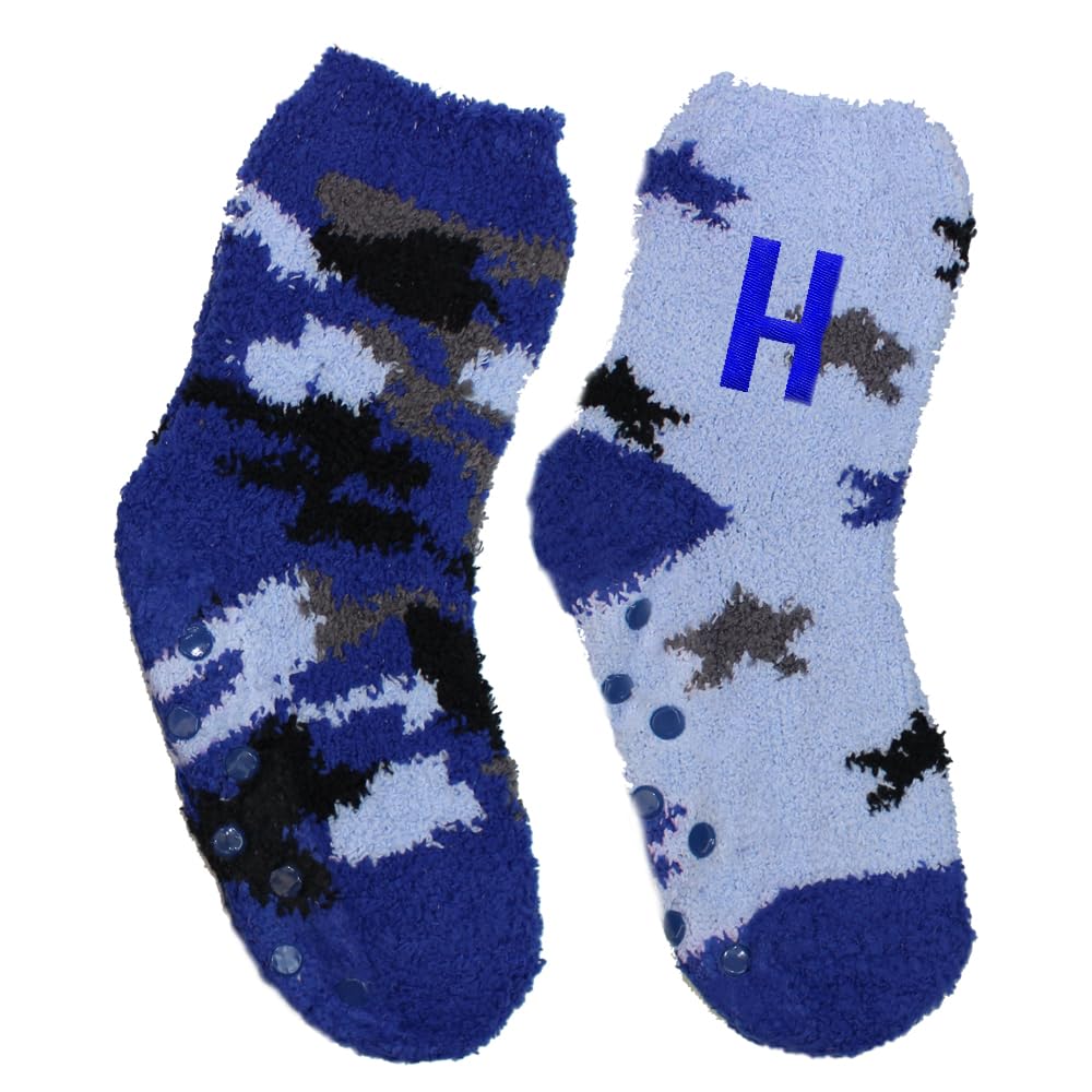 Teddyt's Boys Blue Personalised Camouflage Gripper Bed Socks (Uk, Numeric, 9, 12, Regular, )