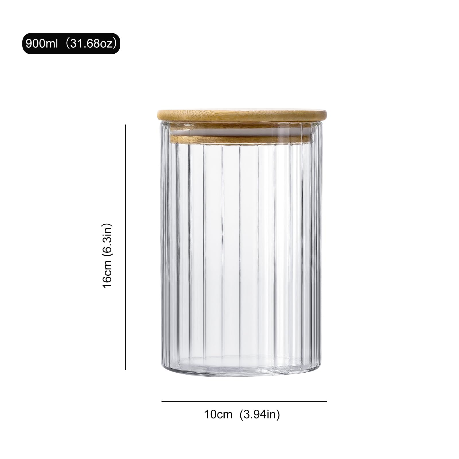 Juego de 6 Tarros Cristal con Tapa - Botes Cocina Almacenaje - Frascos de Vidrio con Tapa（900ml）