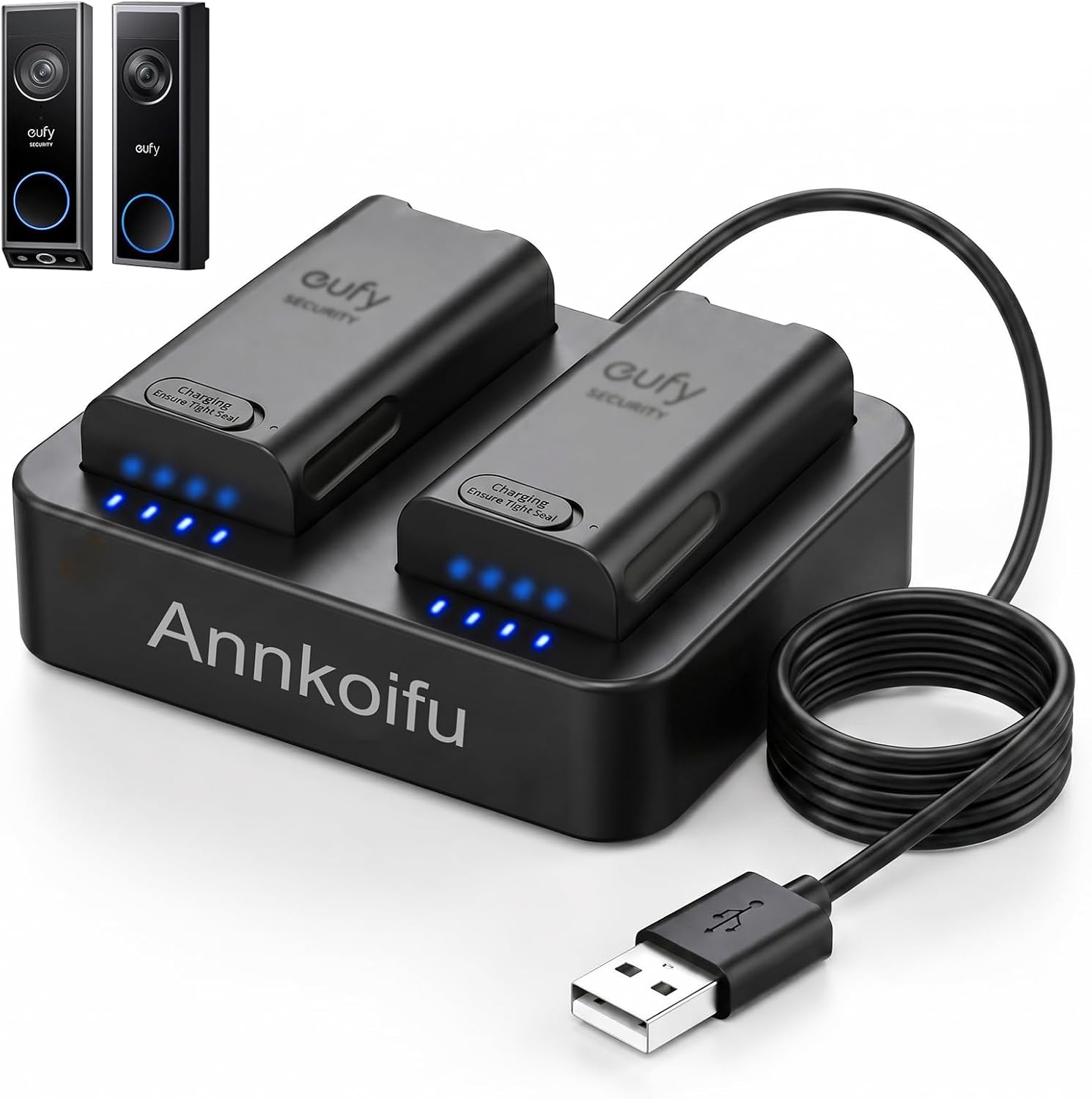 Battery Charger for Eufy Video Doorbell E340/C31, Dual Battery Charger Station for Eufy Doorbell Rechargeable Battery (Batteries NOT Included)