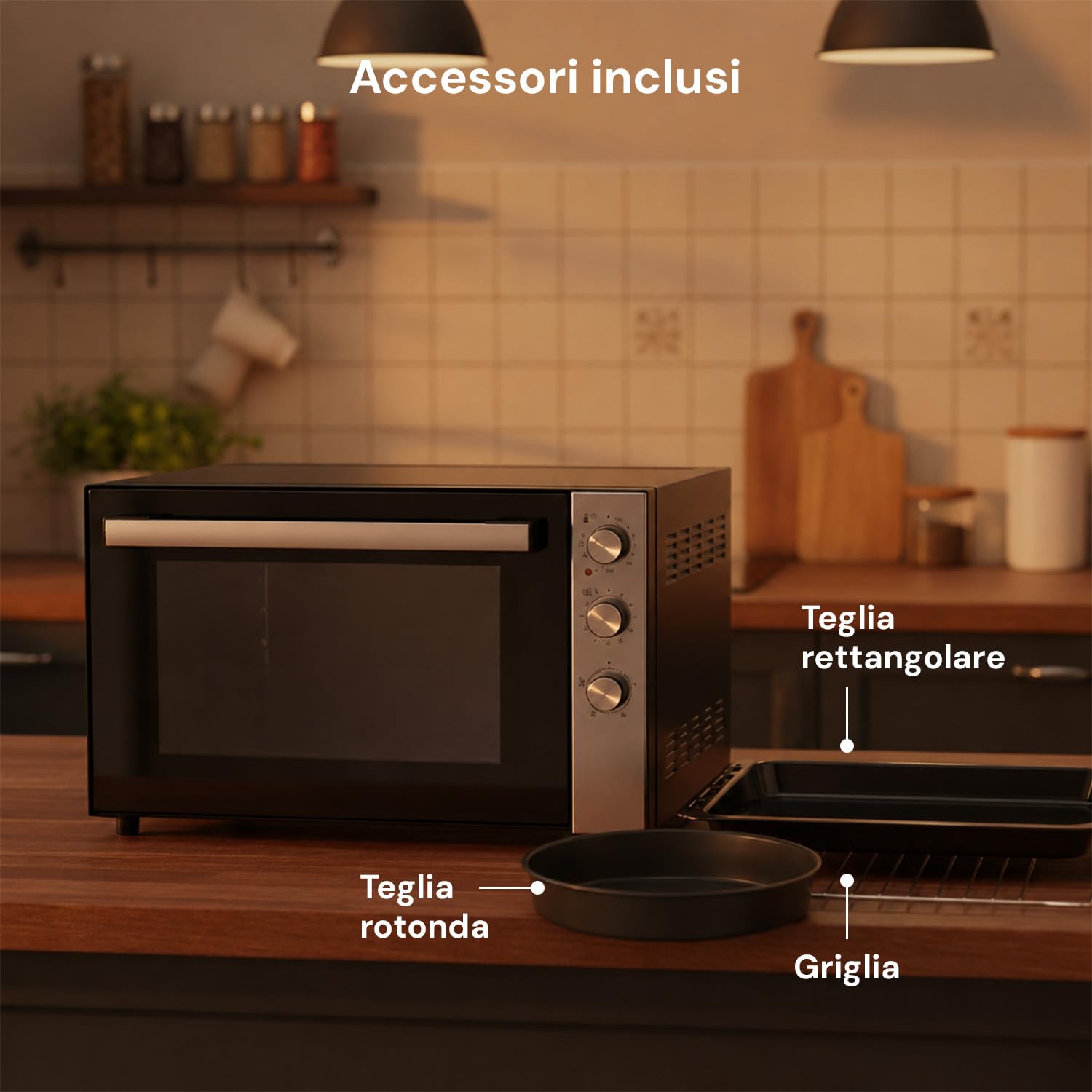 Forno Elettrico Ventilato XXL 70L 2500W con Doppia Resistenza, Timer, Cottura Combinata fino a 230°C