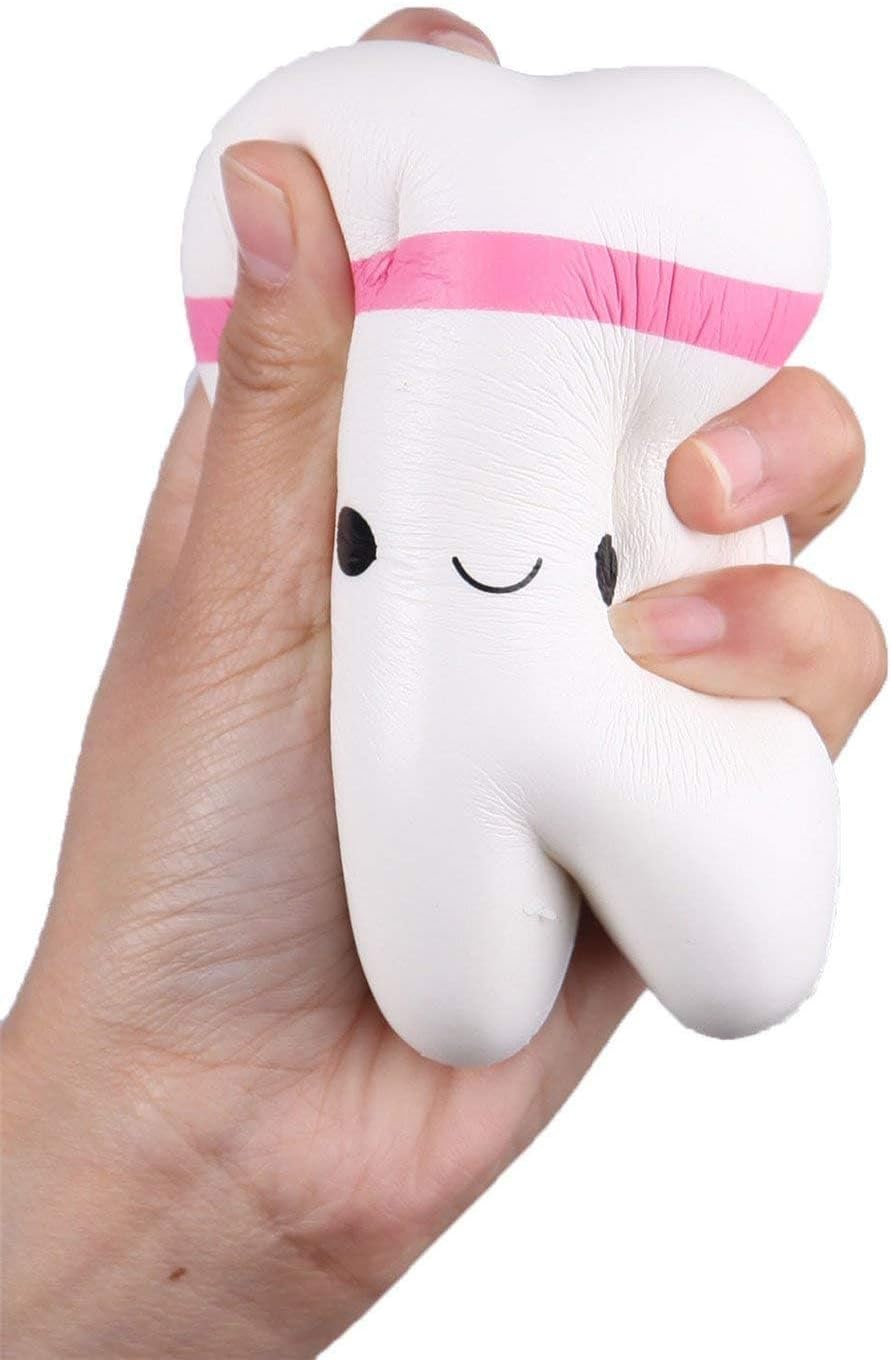Anboor 4.4" Squishies Jumbo Kawaii Teeth Slow Rising Squishys Tooth Toy for Kids Soft Scented Stress Relief Cute Squeeze Squish Toy Dentist 1 Pcs Color Random