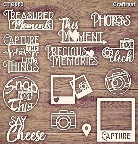 CrafTreat Reusable Laser Cut Chipboard Embellishments for Card Making and Scrapbooking - Click Photos - Size: 5.5X6 Inches - Laser Cut Chipboard Embellishments for Crafting