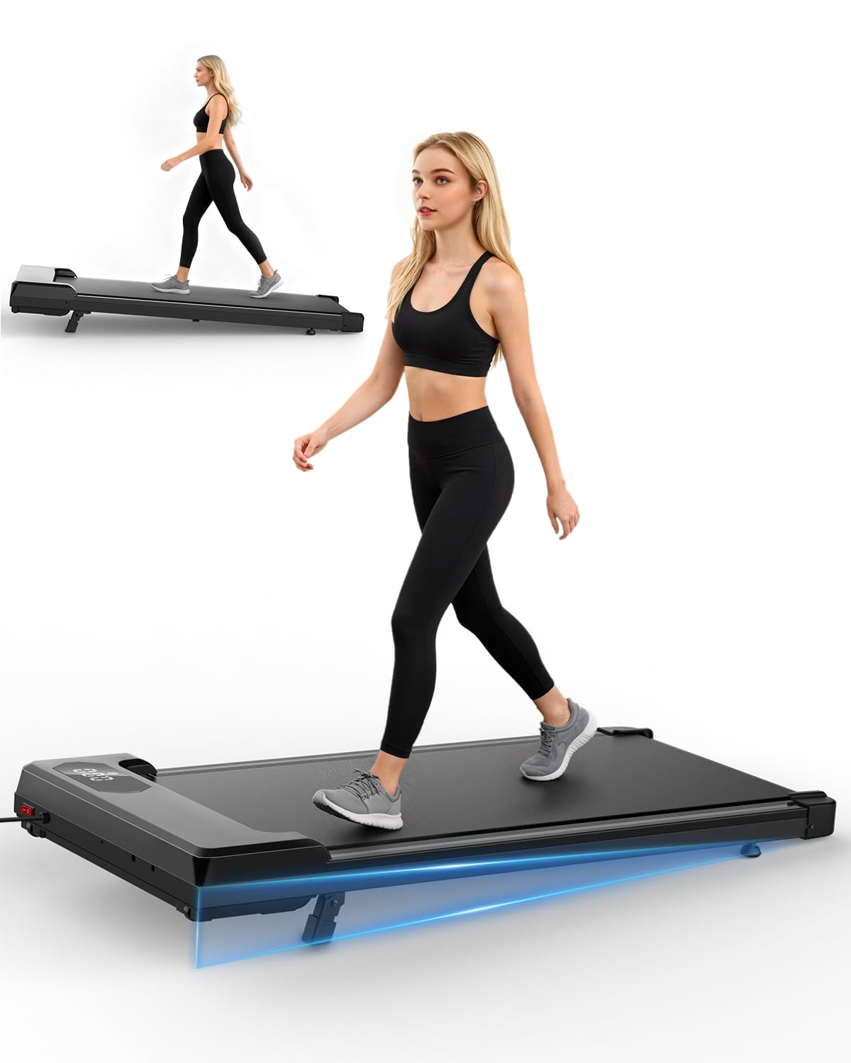 Tapis Roulant Pieghevole, Walking Pad Compatto e Silenzioso (<50 dB) - Tapis Roulant Elettrico per Casa e Ufficio, 120 kg, 1-8 km/h, 6° Inclinazione - Treadmill per Home Use