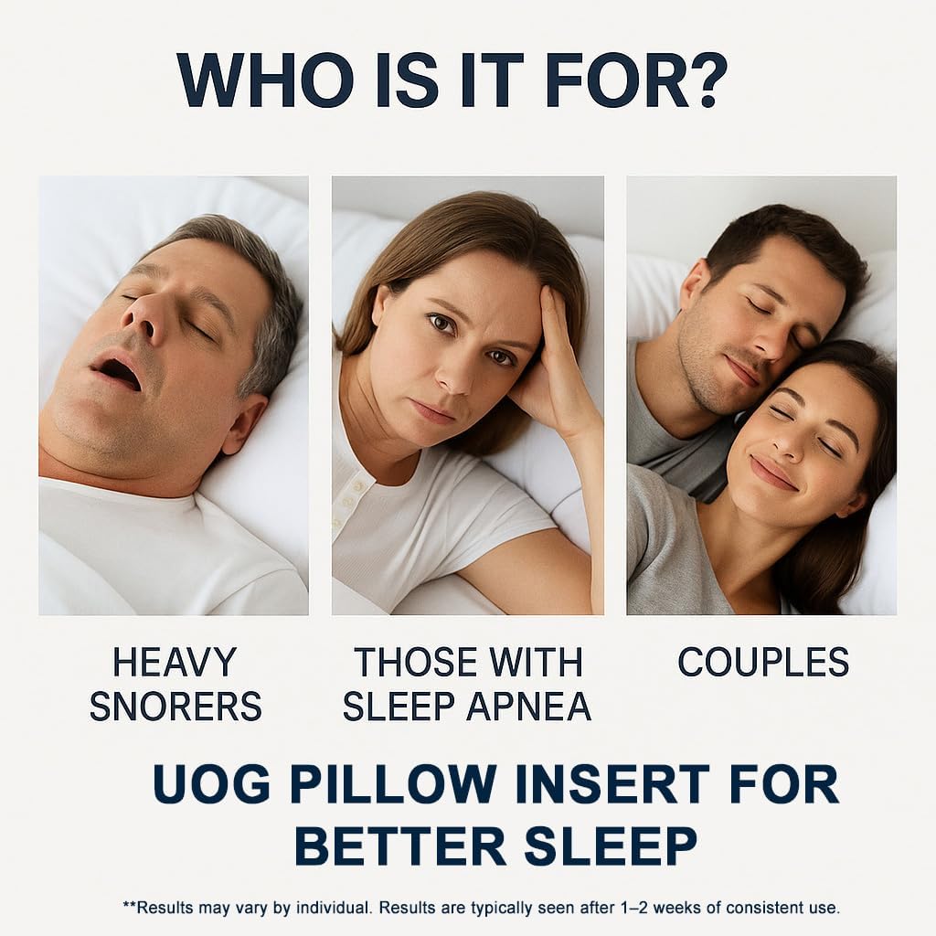 UOG ( United One Black Diamond Carbon Pillow Insert for Better Sleep – Helps with Snoring, Insomnia & Neck Pain, Improves Breathing & Sleep Quality. Silent & Comfortable. Made in USA