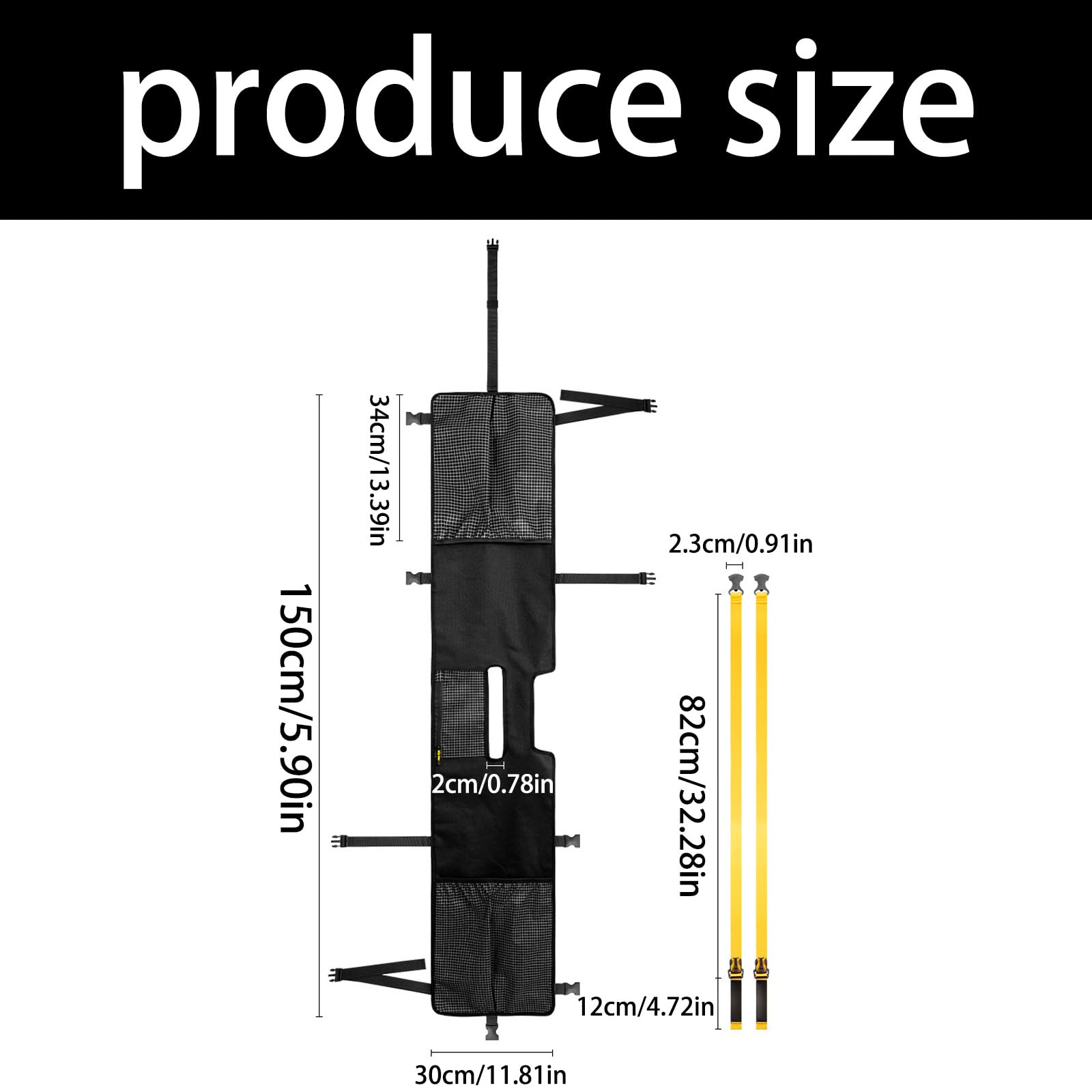 Housse de sangle de snowboard avec poche élastique pour divers snowboards, grands compartiments latéraux, sac de rangement de voyage pour planche à ski