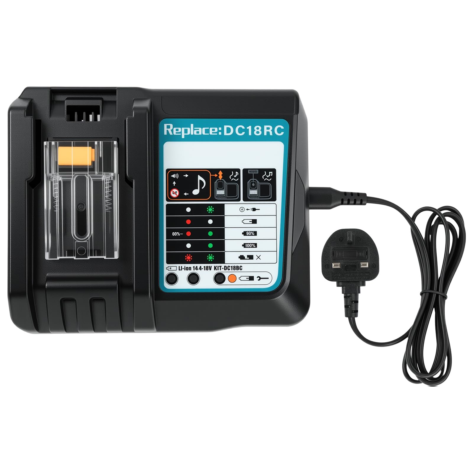 Flintronic Szybka ładowarka kompatybilna z Makita 14,4 V/18 V litowa, z wielokrotną ochroną, zamiennik akumulatora litowego BL1830, BL1840, BL1850, BL1860, BL1815, BL1415, DC18RD, DC18RA, DC18SF
