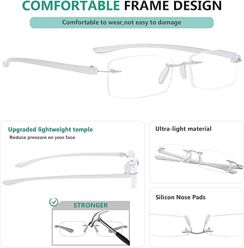 Miniatura 4 de Lentes para leer pequeños sin montura. Para hombre-mujer. Eyekepper Readers, Plateado, 1