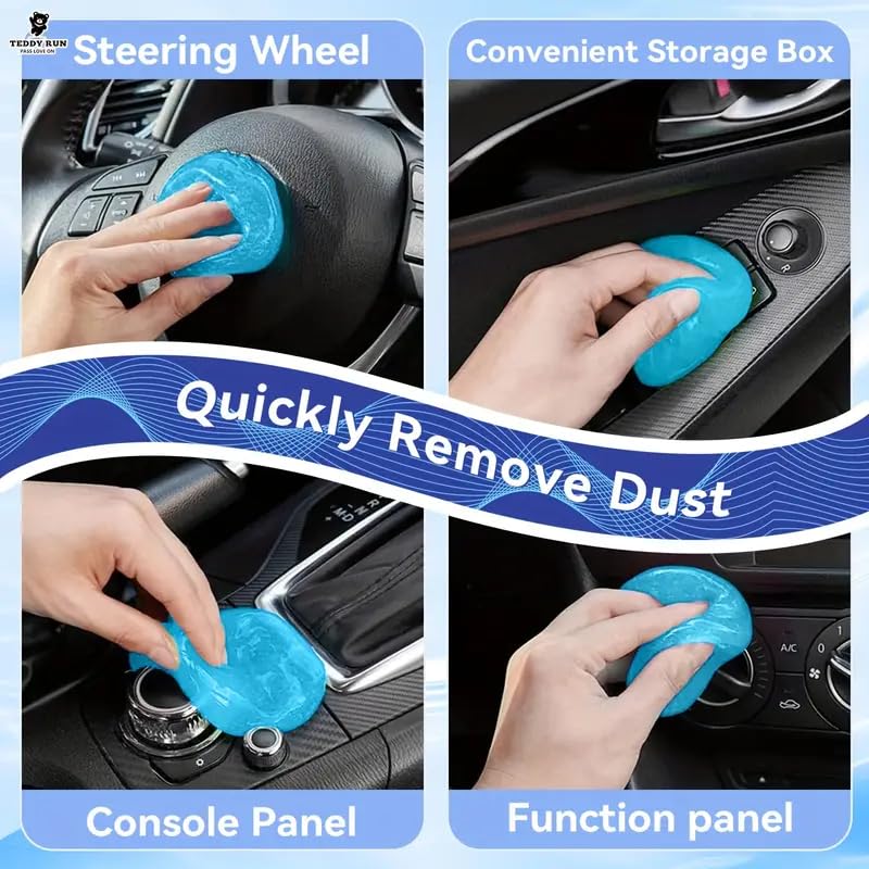 Image of Oblivion Car Cleaning Kit Combo 5 Pc - Tyre Valve Caps Luminous Glow 1 Pc, Mini Dustbin 2 Pc & Super Clean Magic Gel Cleaner 2 Pc - Car Interior Cleaner & Tire Valve Protection for Stylish & Mess-Free