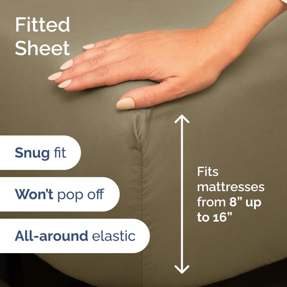 CGK Unlimited Twin Size 3 Piece Khaki Sheet Set + Twin Size Terry Mattress Protector