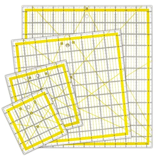 Modèles de matelassage carrés pour en finir avec les erreurs de découpe de tissu - Set jaune 4 tailles
