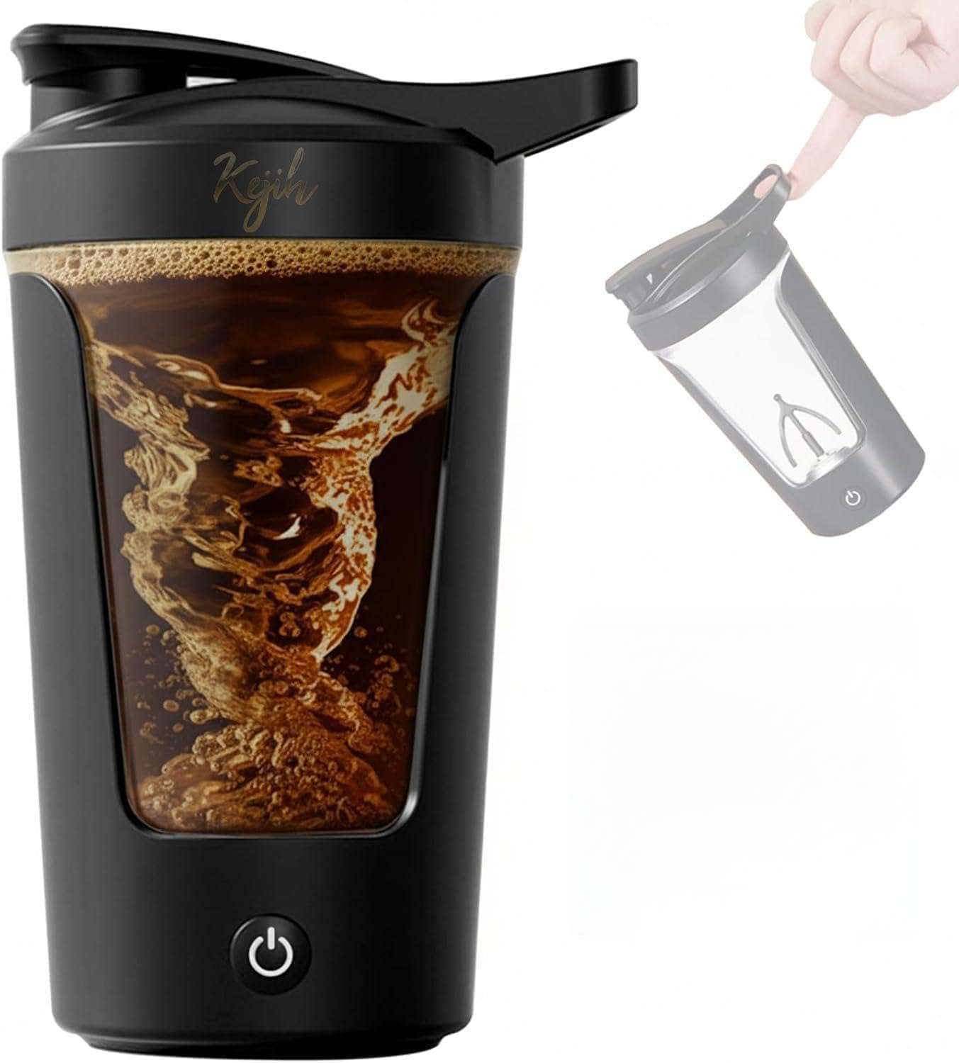 Electric Protein Shaker Bottle for Gym Automatic Protein Mixer Bottle Portable Blender Shaker Cup for Whey Protein, Milk, Coffee & Supplements Gym Sipper Bottle 450ml (6 Month Warranty) (MULTI COLOR)-image-20