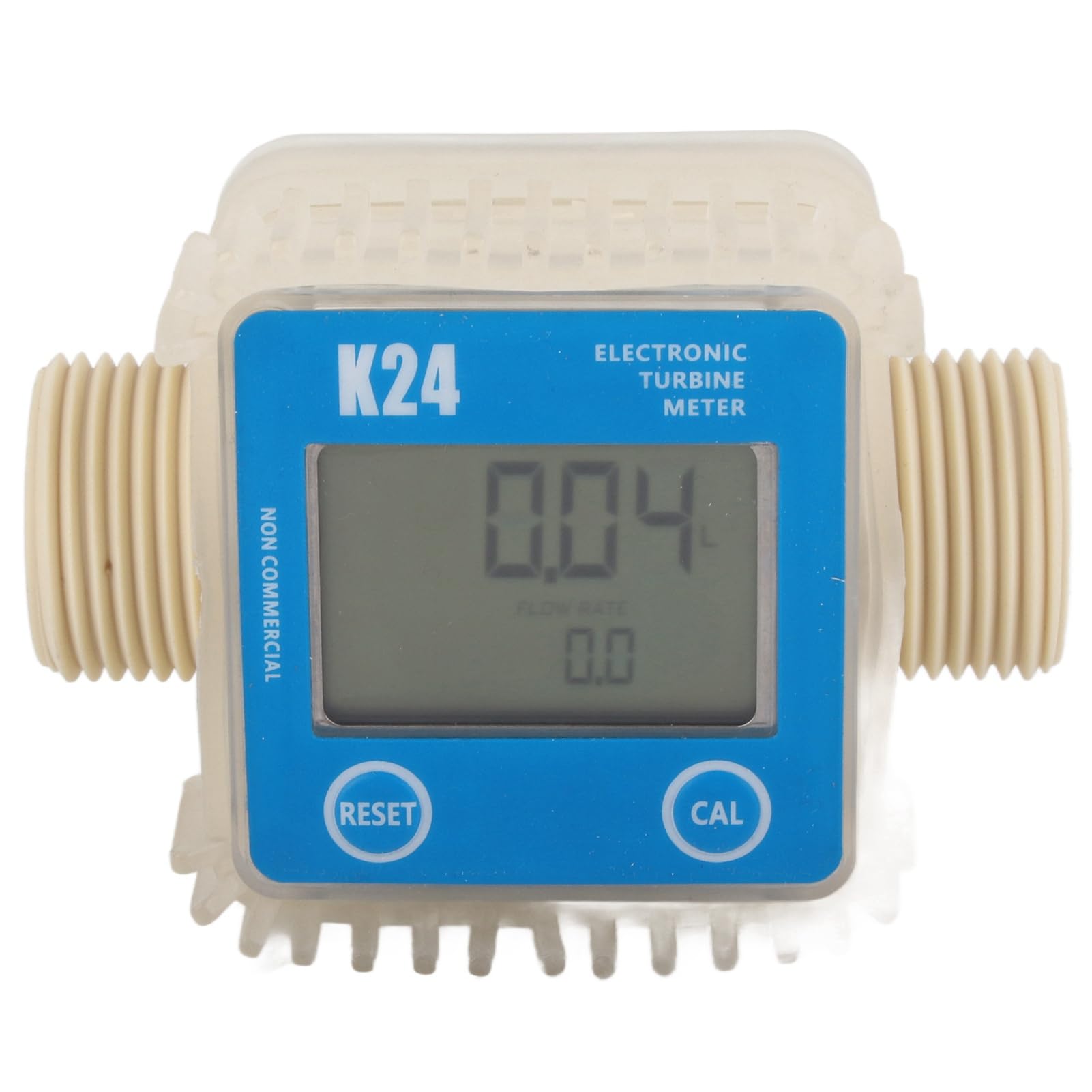 Eujgoov Fuel Meter Turbine Digital Fuel Flowmeter with LCD Display For Chemicals Liquid Water Blue