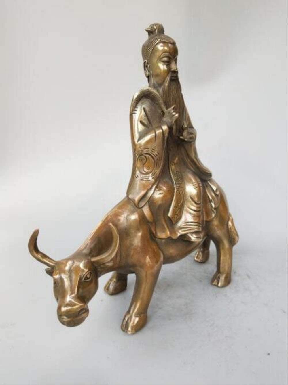 置物 金属製 老子像 牛乗 賢人 太上老君は牛に乗り