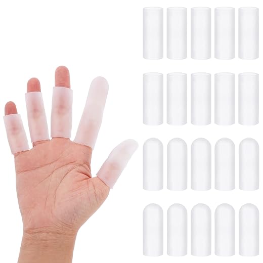 20 Pcs Gel Finger Cots, Silicone Finger Protectors Thumb Protector Covers for Hand Eczema Finger Arthritis, Trigger Finger Pain Silicone Finger Sleeve Cushions