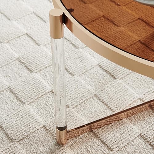 Miniatura 9 de AGV LIGHTING 202303GL-BR Mesa de centro de cristal, diseño moderno, parte superior de vidrio de una sola capa, perfecta para el espacio vital, 31.5