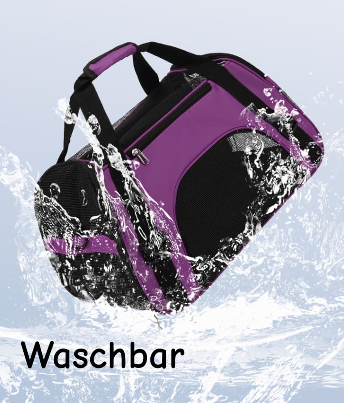 Haustiertasche Tiertragetasche Transporttasche für Kleine Hunde Katze Welpe Tragetasche Haustier Reisetasche Wasserfest Transportbox mit Netzfenster Reise Hundetasche Reiseträger Katzentasche Blau S