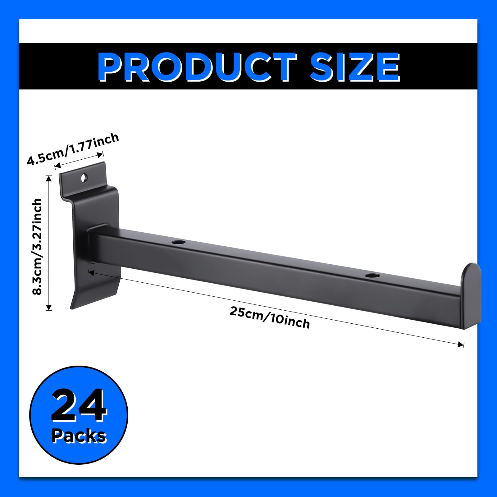 Yexiya Slatwall Ganci da 24 pezzi da 25,4 cm, accessori per pannelli Slatwall, ganci resistenti per doga, ganci da parete, ganci da esposizione per casa, garage, negozio, camera, accessori per