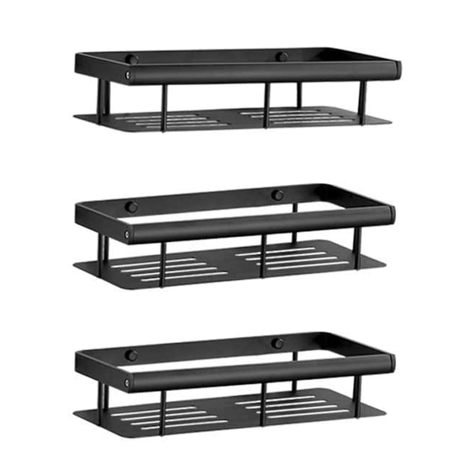 Square Bathroom Shelves Wall Mounted Corner Shelf Space Aluminum Shower Caddy Storage Basket Drain Basket Drilling Installation