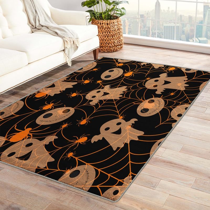 Miniatura 8 de Alfombras fantasmas para dormitorio, sala de estar, alfombra de Halloween linda de 3 x 4, lavable, antideslizante, suave, alfombra de pelo bajo,