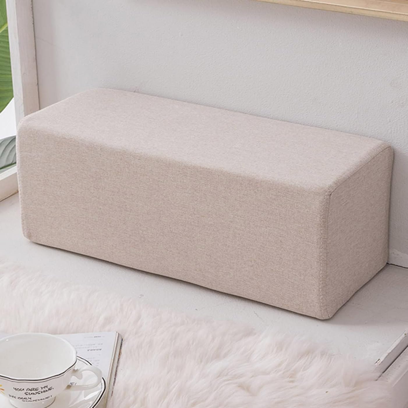 qing yun Square Sofa Armrest Cushion Support Bolster,Durable Sofa Armrest Pillow Bolster,Long Bed Gap Filler Mattress Sofa Arm Support Bolster (20x20x50cm,Beige)