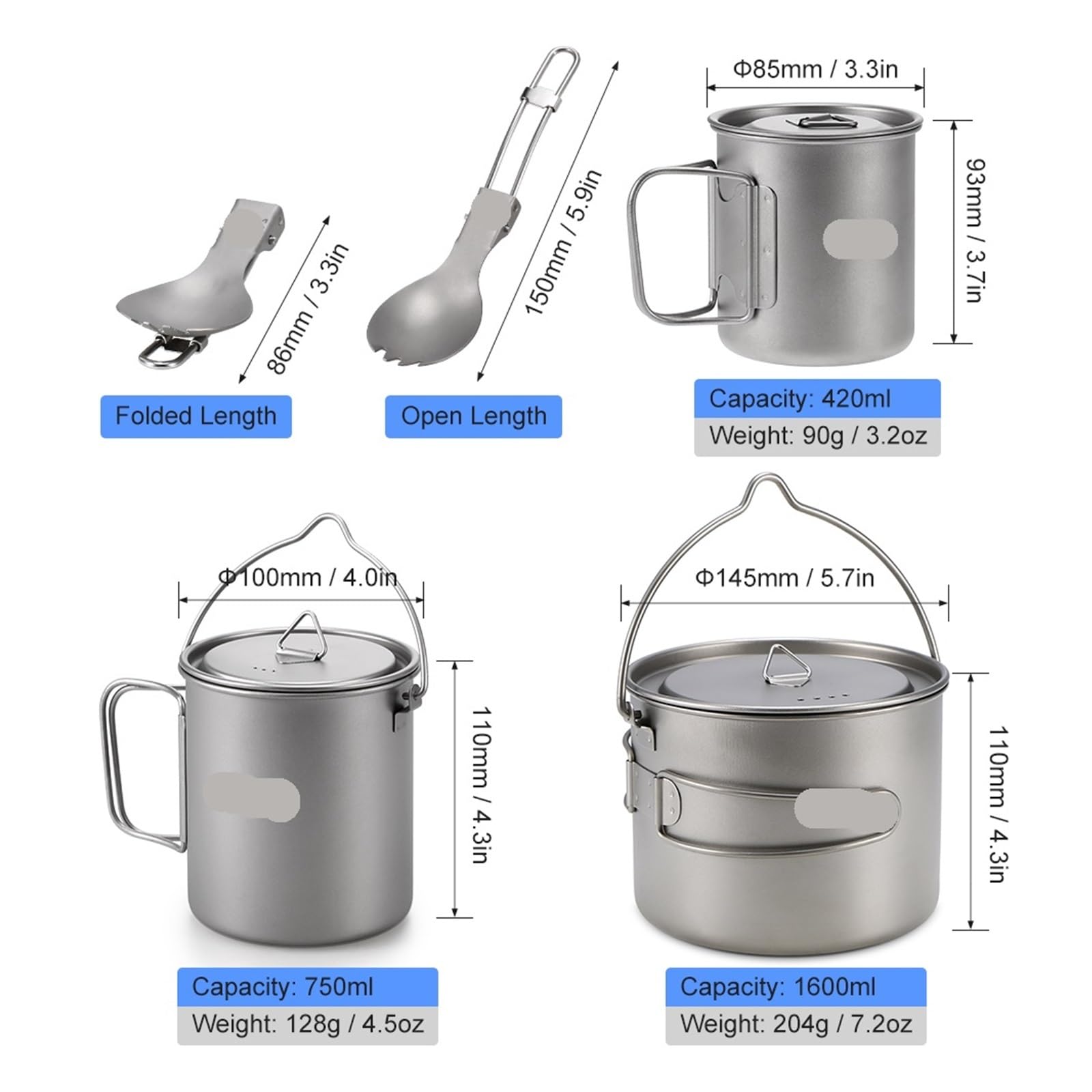 Generico Compatibile con Tazza da Appendere Portatile Ultraleggero Coperchio e Manico Pieghevole, Campeggio all'aperto, Escursionismo, Zaino in Spalla