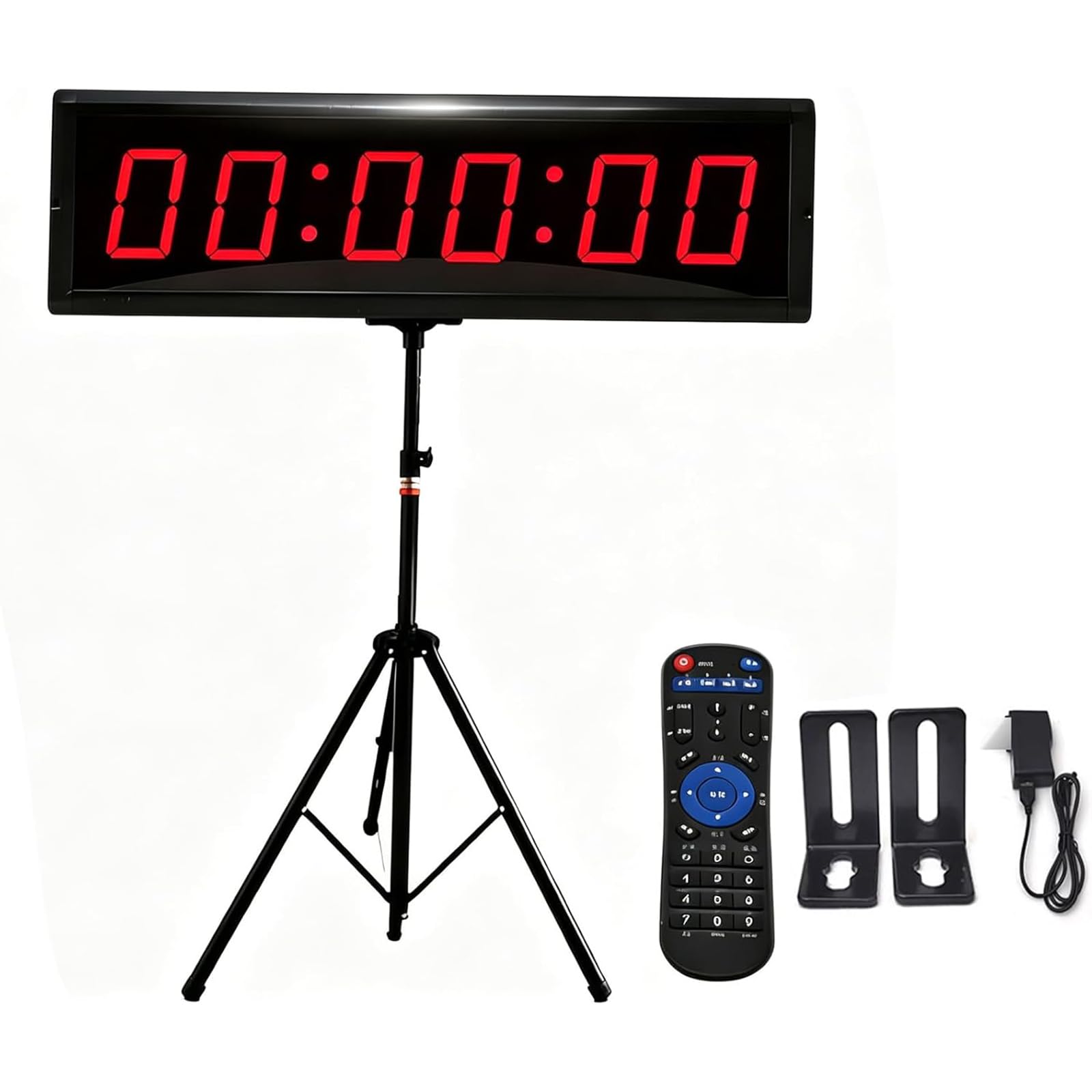 NGARY Reloj De Carrera Led, Temporizador De Doble Cara De 6 Dígitos De 1,5 Pulgadas con Trípode, Sincronización Positiva/Ciclo/cronómetro/Modo De Cuenta Regresiva Y 20 Grupos De Memoria De Datos