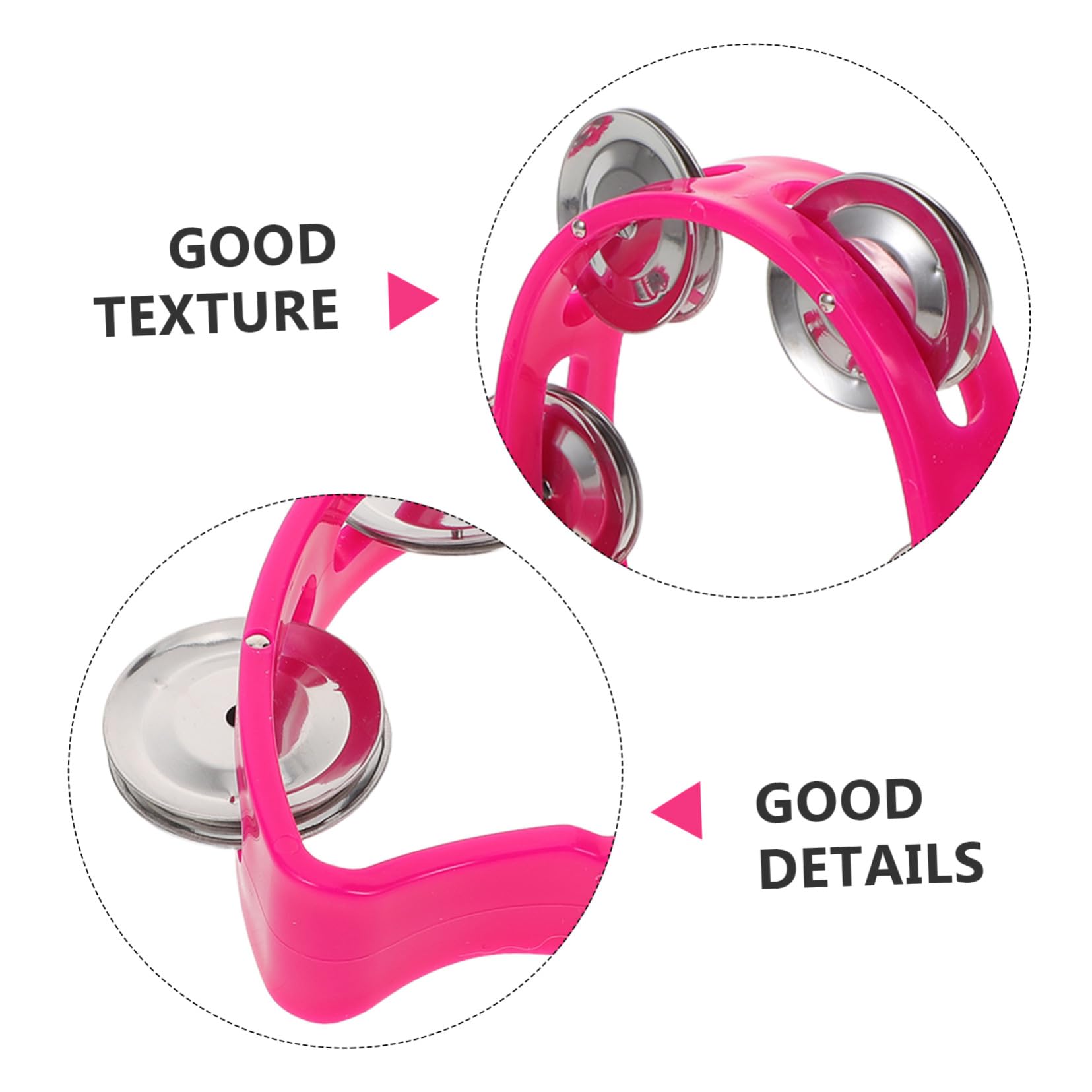 12 Stück Handglocken Tamburine Shaker Handschwing Tamburin Handbetriebene Glocke Tamburin Handtrommel Kunststoff Handglocke Edelstahl Rosy
