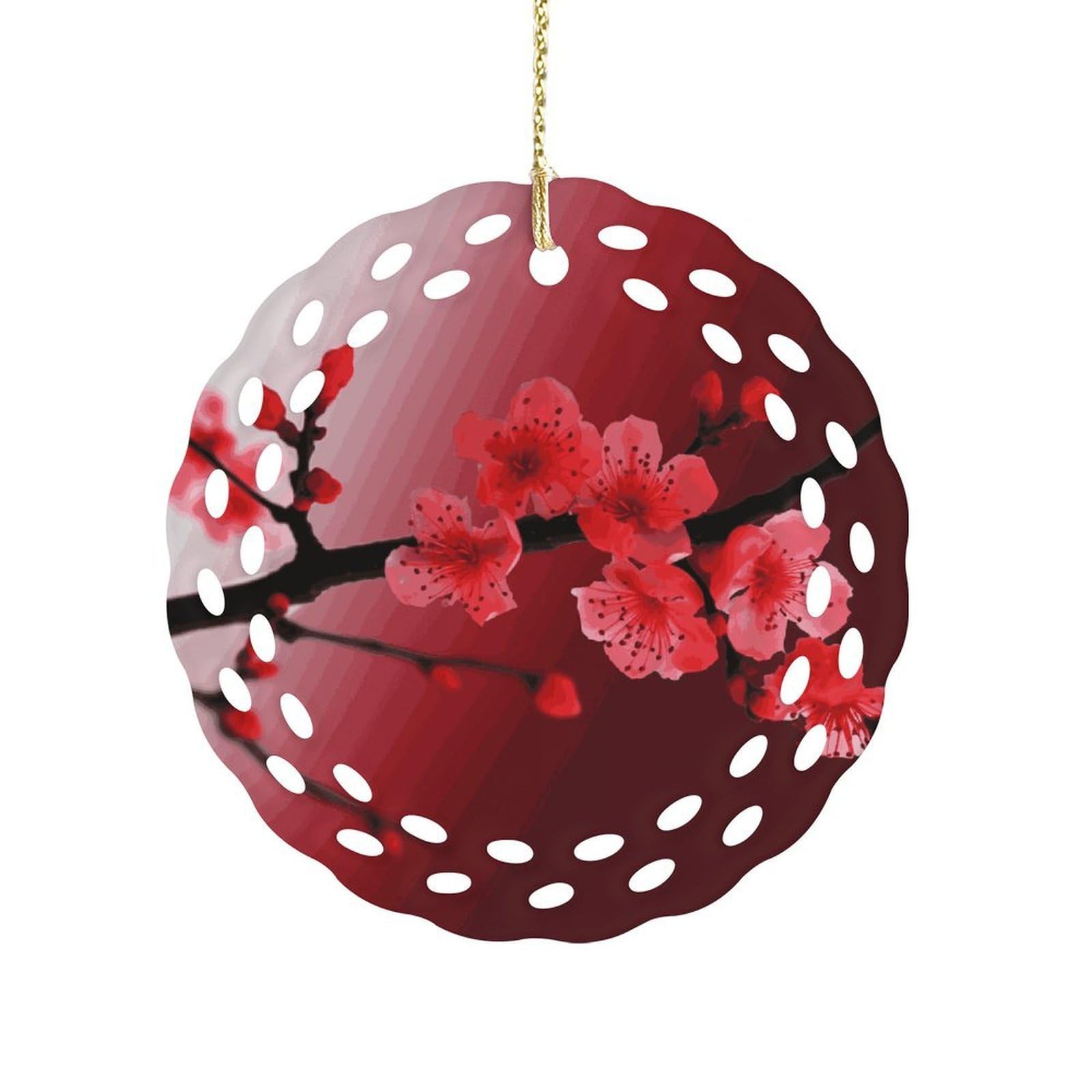 Wsoihfec Women's Style Red Cherry Blossom Hanging Ornament 3 Inch Round,1-Pack,Xmas Decor -Two-Sided Printed,Friend Ornament Gifts For Friends Coworker Sisters